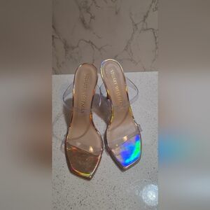Stuart Weitzman Size 10 Aleena 100 Rose Gold 4 Inch Heels Sandals Clear Straps